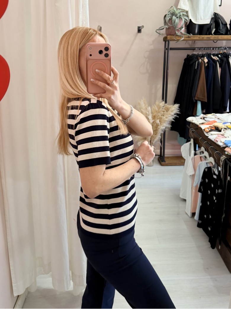Maglia lisa a righe blu