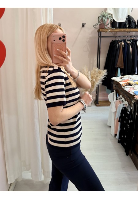 Maglia lisa a righe blu