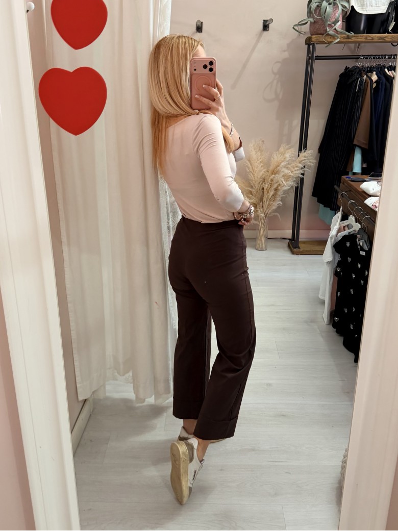 Pantaloni elastici LUISA marroni