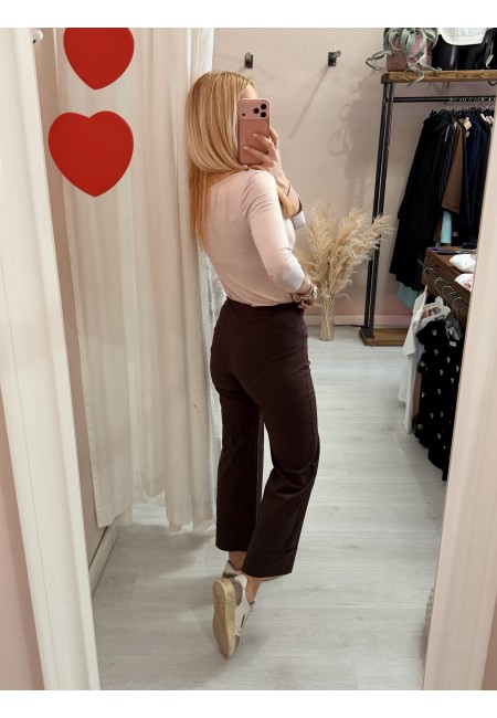 Pantaloni elastici LUISA marroni