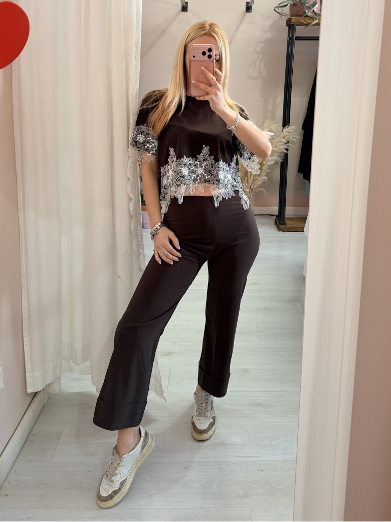 Pantaloni elastici LUISA marroni