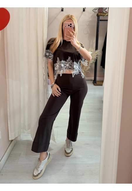 Pantaloni elastici LUISA marroni