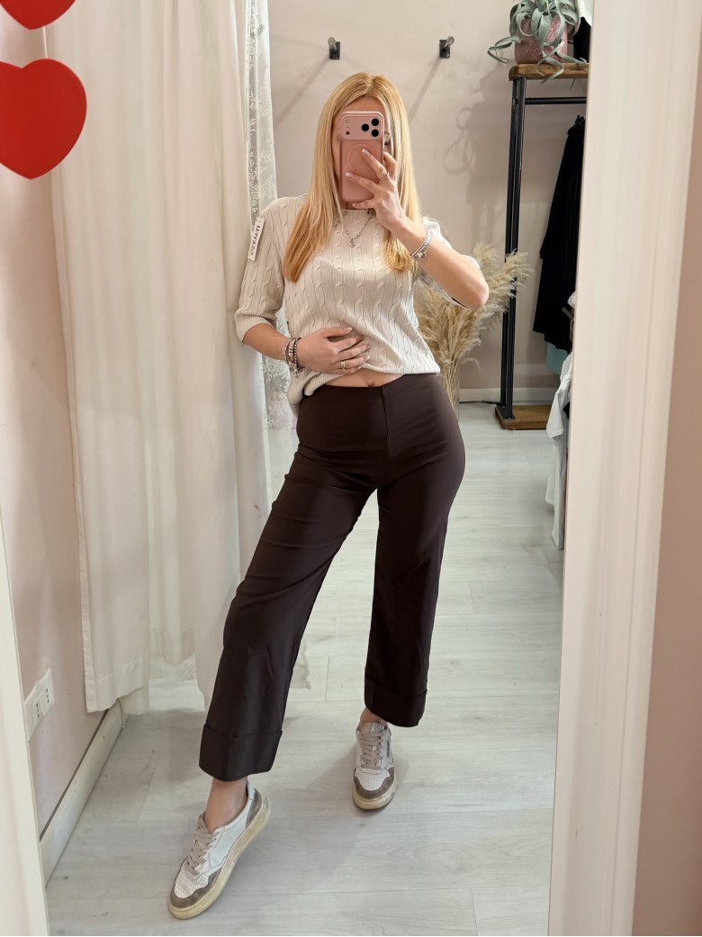 Pantaloni elastici LUISA marroni