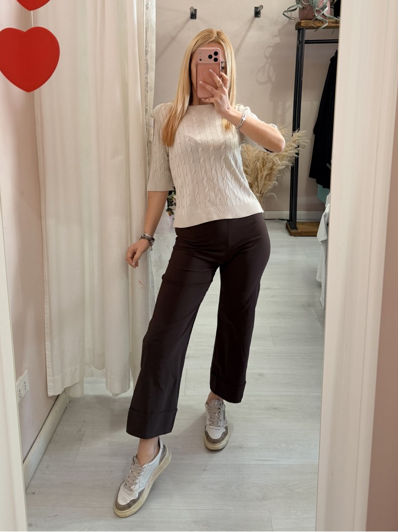Pantaloni elastici LUISA marroni