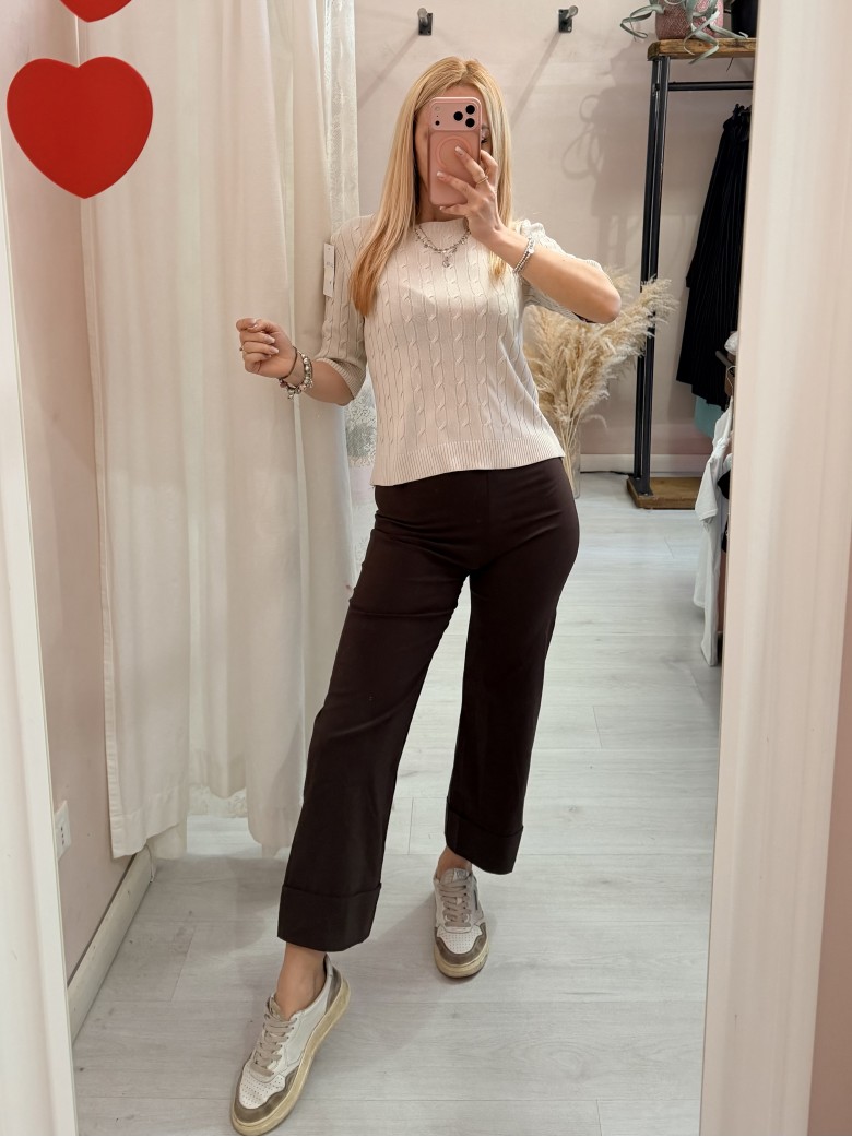 Pantaloni elastici LUISA marroni