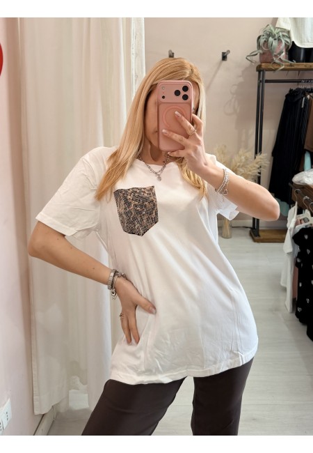 Maglia t shirt taschina leopardata