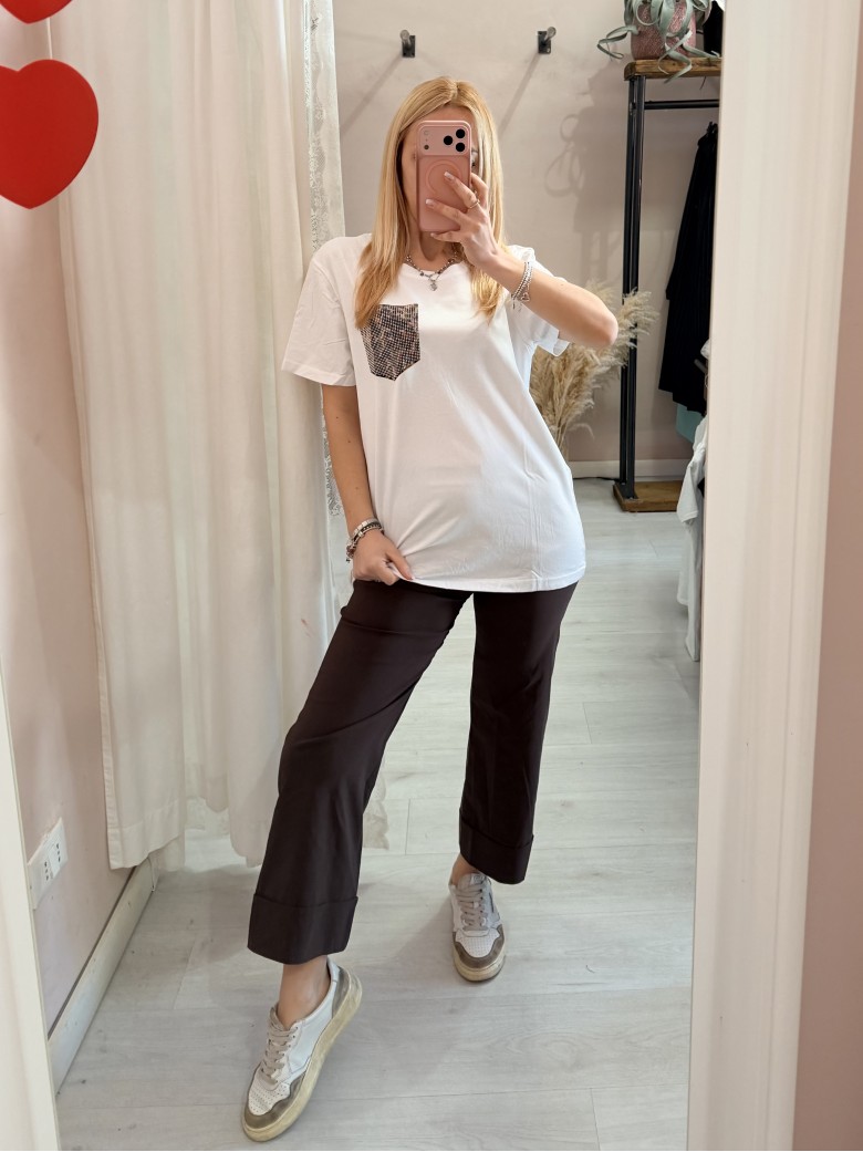 Maglia t shirt taschina leopardata