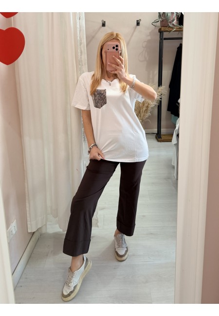 Maglia t shirt taschina leopardata