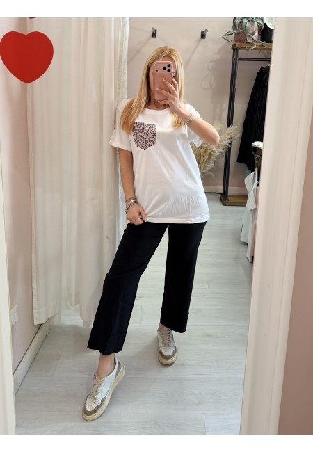 Maglia t shirt taschina leopardata rosa