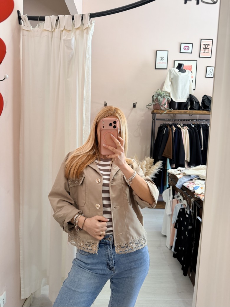 Maglia trecce mezze maniche blu