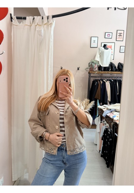 Maglia trecce mezze maniche blu