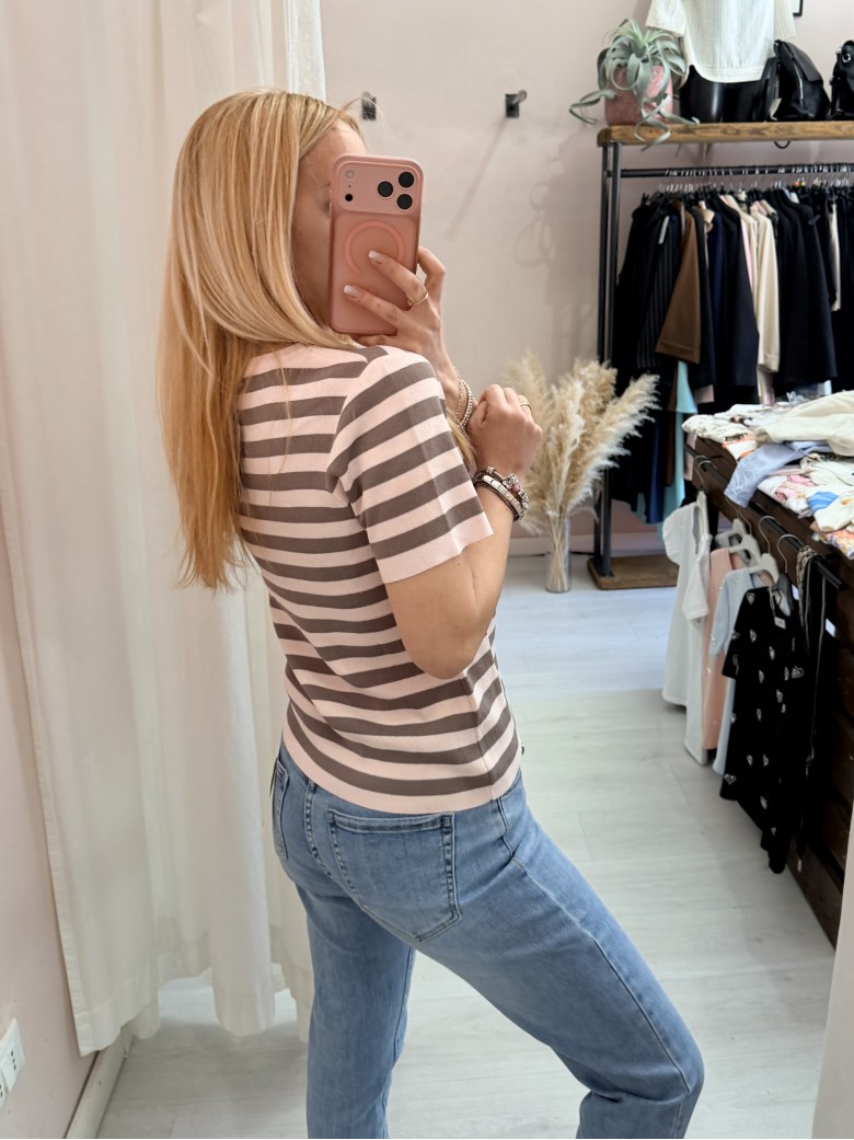 Maglia lisa a righe rosa