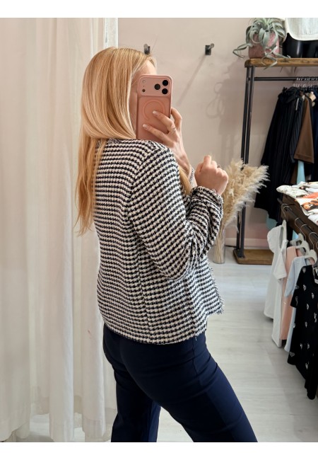 Giacchina intreccio blu e panna