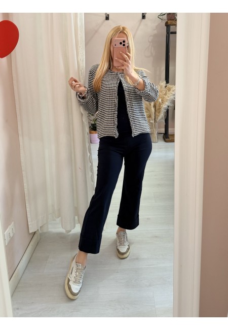 Giacchina intreccio blu e panna