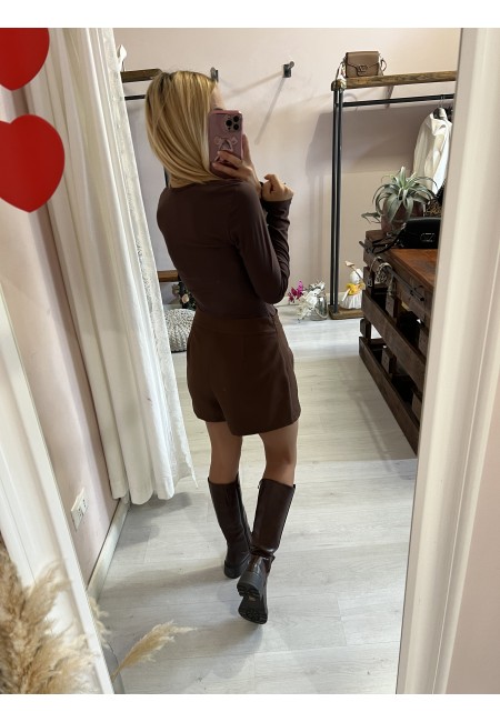 Body scollato MARRONE