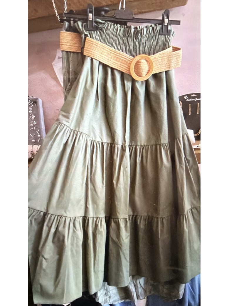 Gonna lunga verde in cotone