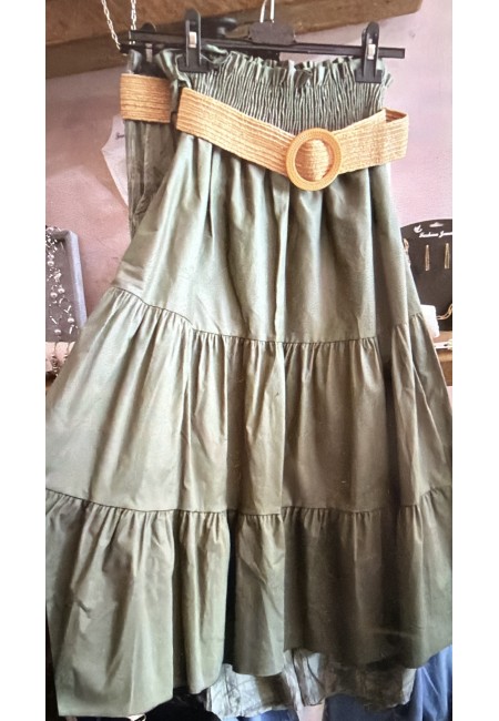 Gonna lunga verde in cotone