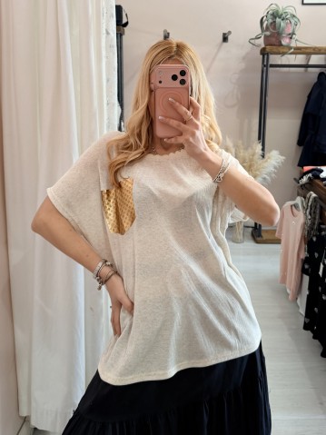 Maglia morbida beige taschina gold 2