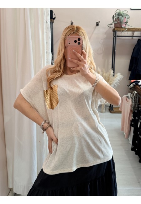 Maglia morbida beige taschina gold