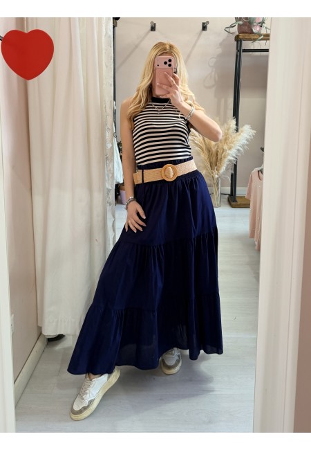 Gonna lunga blu in cotone