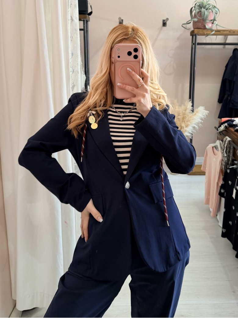 Giacca tipo felpa con cappuccio blu