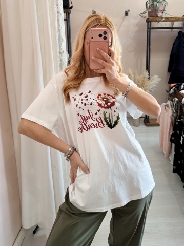 Maglia t shirt soffioni bianca