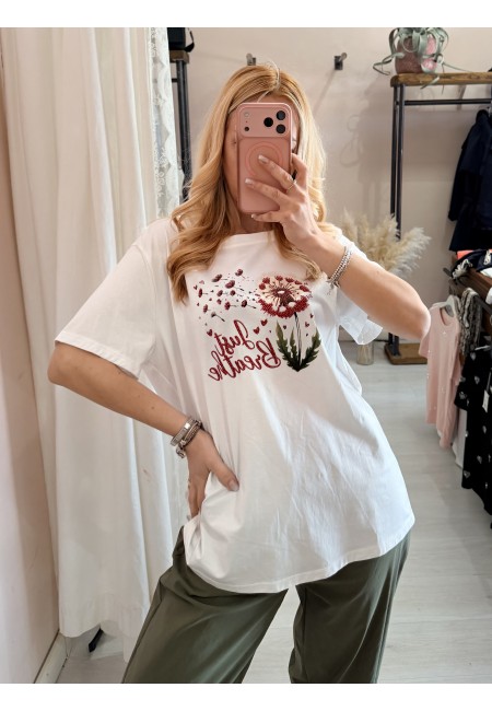Maglia t shirt soffioni bianca