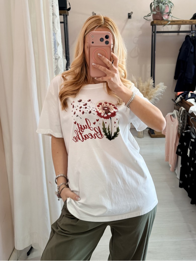 Maglia t shirt soffioni bianca