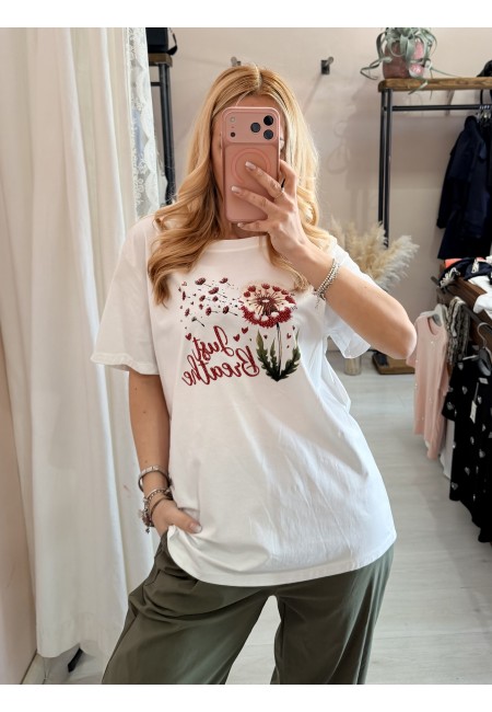Maglia t shirt soffioni bianca