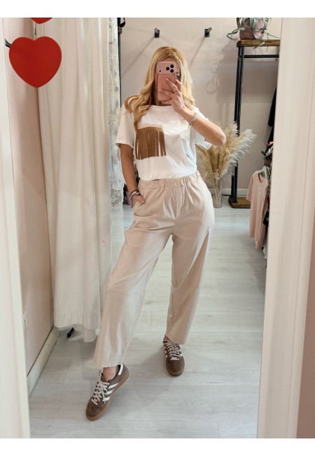 Maglia t shirt tasca con le frange