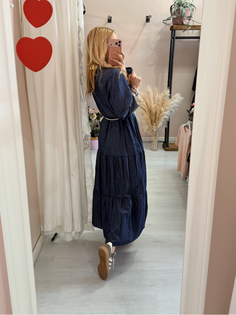 Vestito lungo chemisier simil jeans in cotone