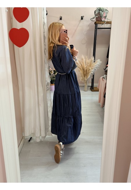 Vestito lungo chemisier simil jeans in cotone