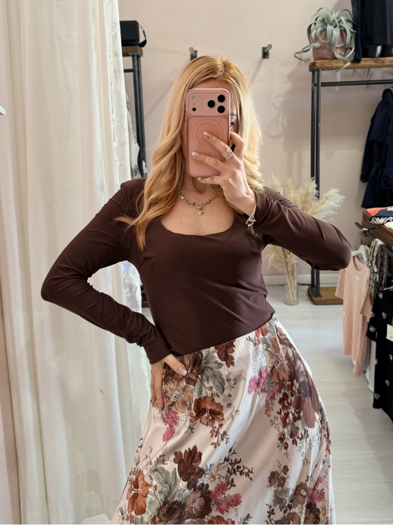 Body scollato MARRONE