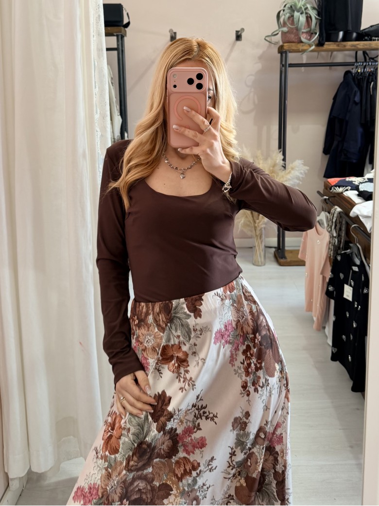 Body scollato MARRONE