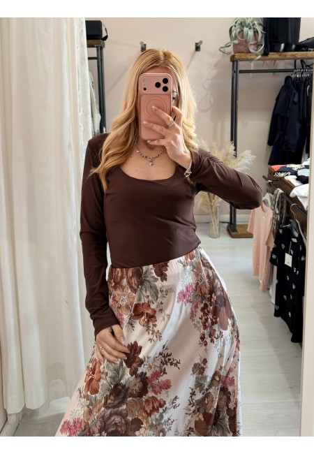 Body scollato MARRONE