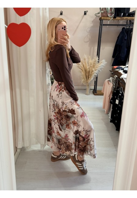 Gonna lunga in raso floreale