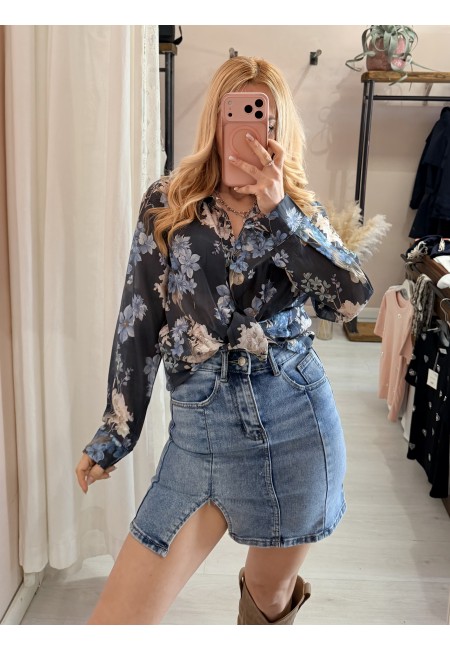 Camicia floreale blu