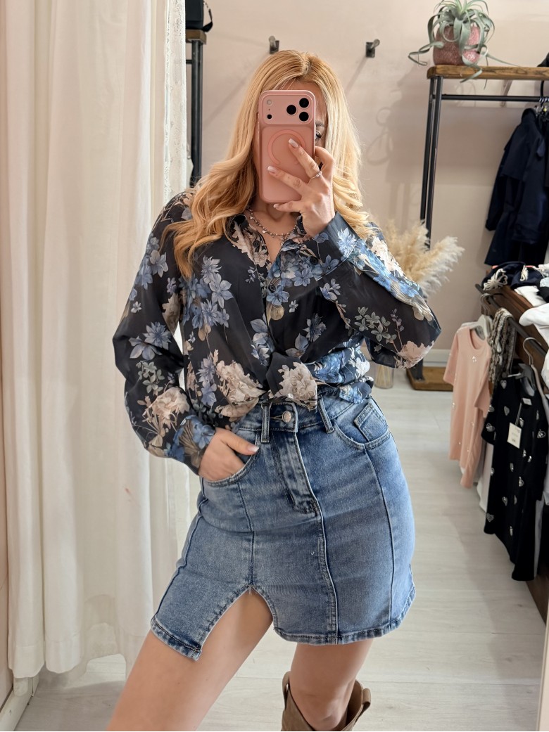 Camicia floreale blu