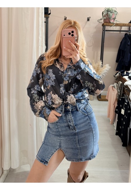 Camicia floreale blu