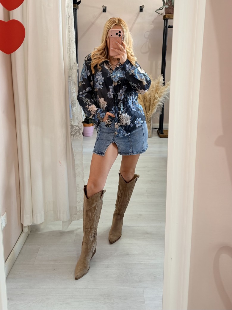 Camicia floreale blu