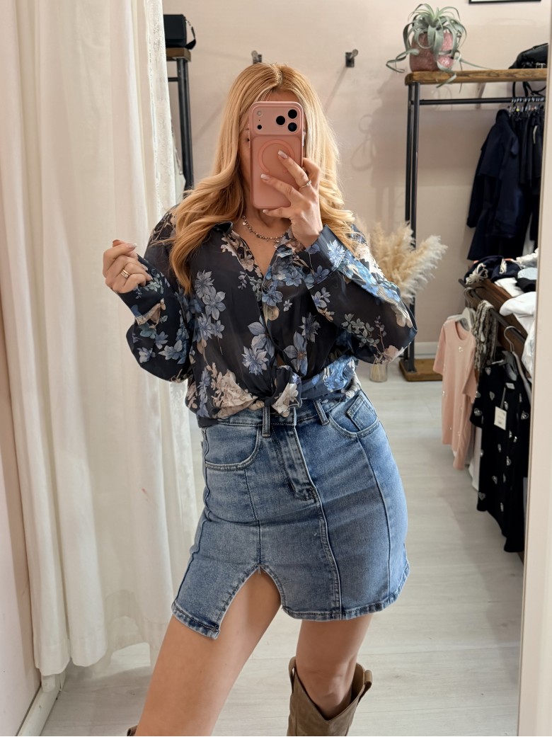 Camicia floreale blu