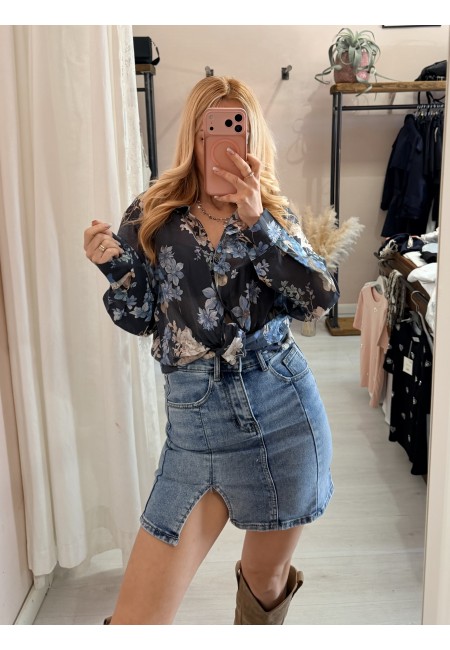 Camicia floreale blu