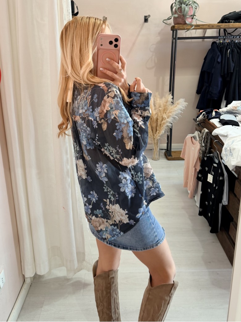 Camicia floreale blu