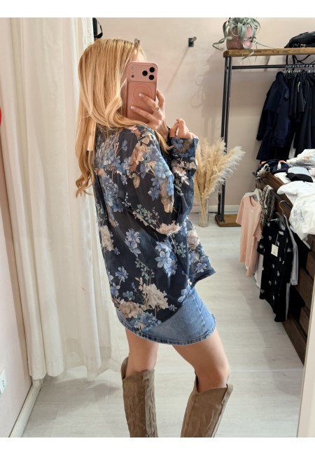 Camicia floreale blu