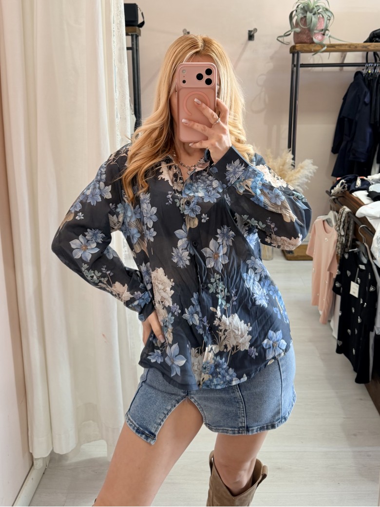 Camicia floreale blu