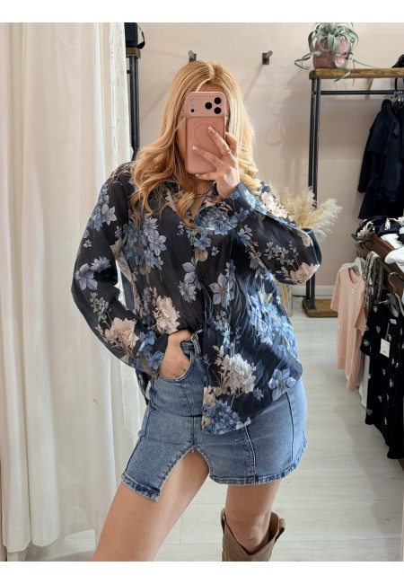 Camicia floreale blu