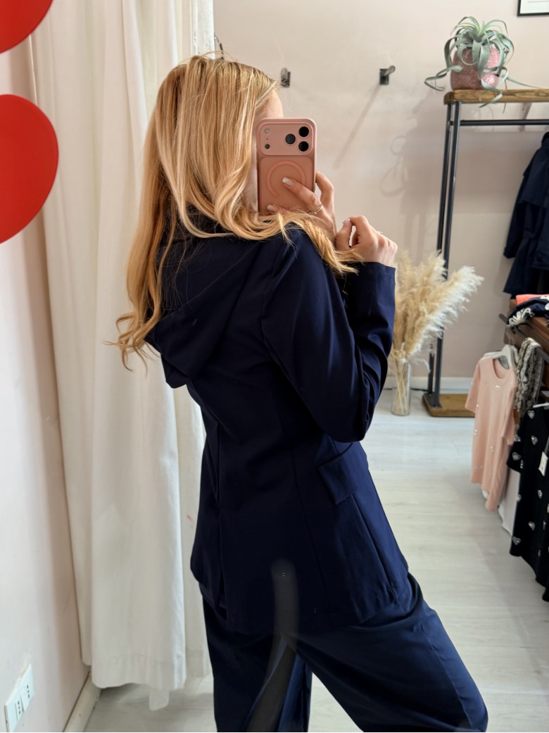 Giacca tipo felpa con cappuccio blu