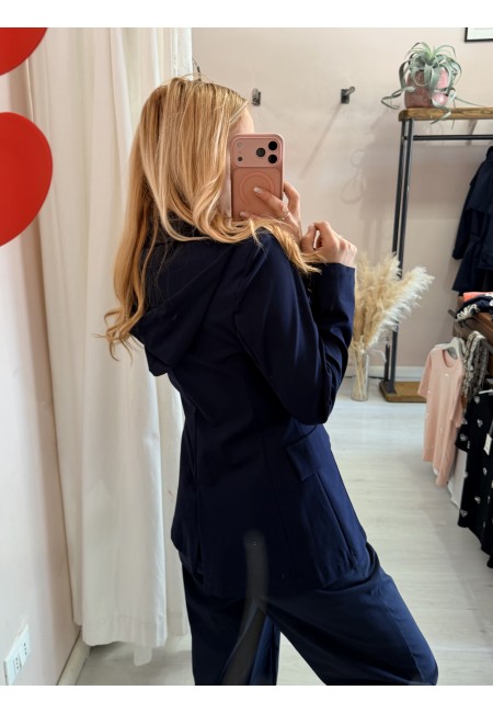 Giacca tipo felpa con cappuccio blu