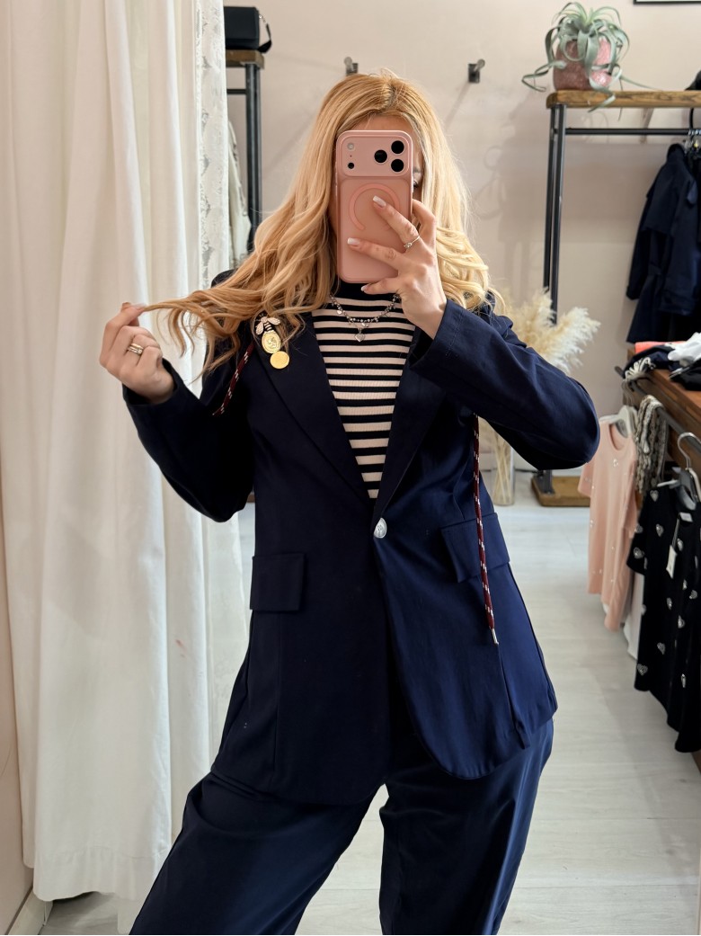 Giacca tipo felpa con cappuccio blu