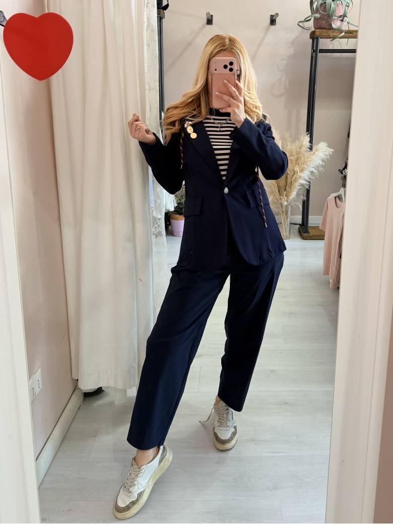 Giacca tipo felpa con cappuccio blu